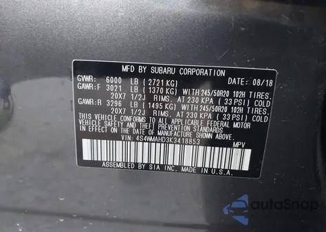 2019 Subaru Ascent Premium from USA, damaged, VIN 4S4WMAHD3K3418853